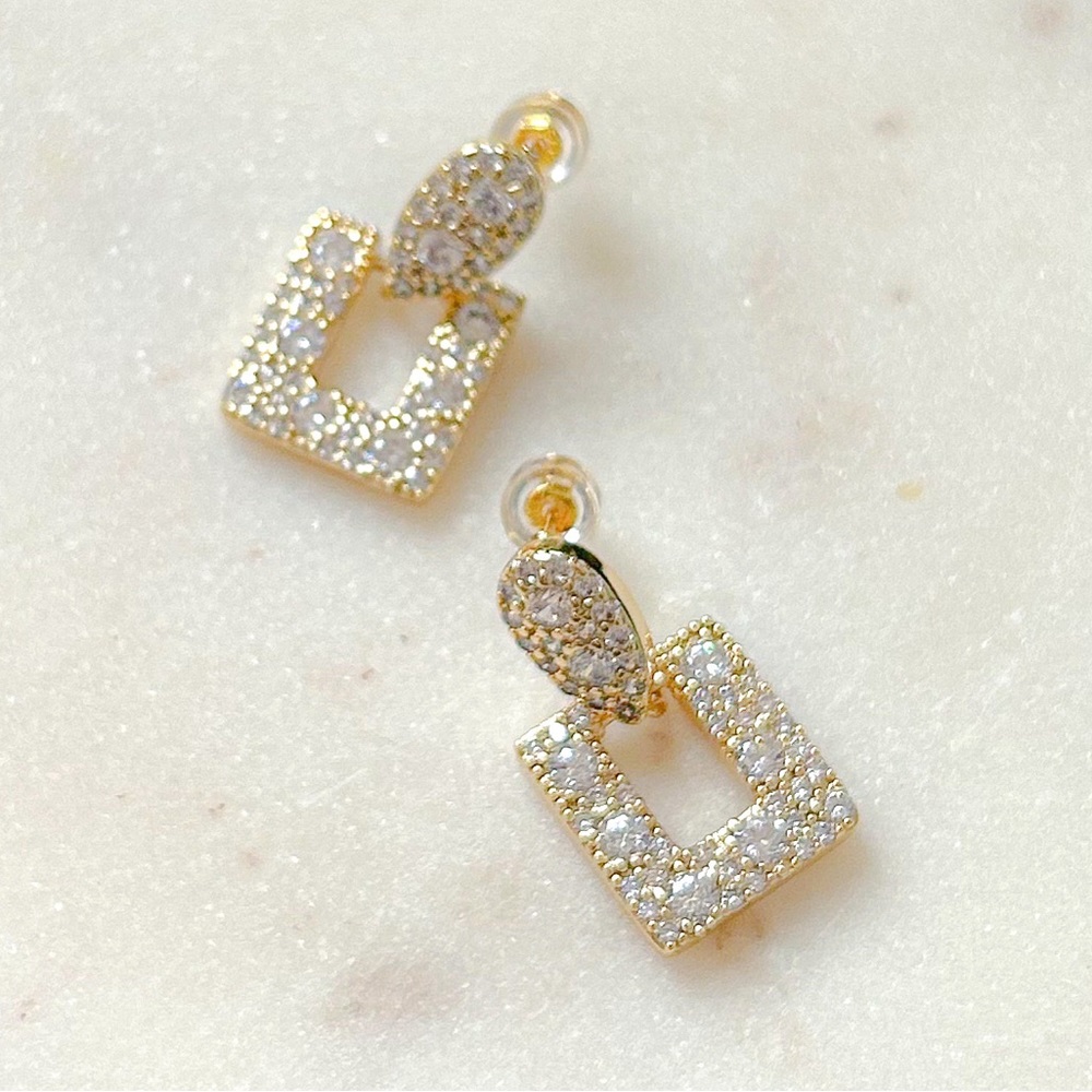 Micro Paved Dangle Drop Earrings | 24K Gold Filled